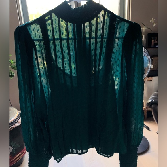 FARM Rio - Emerald Ruffle Long Sleeve Blouse. NWT. SIZE S. - Picture 9 of 11